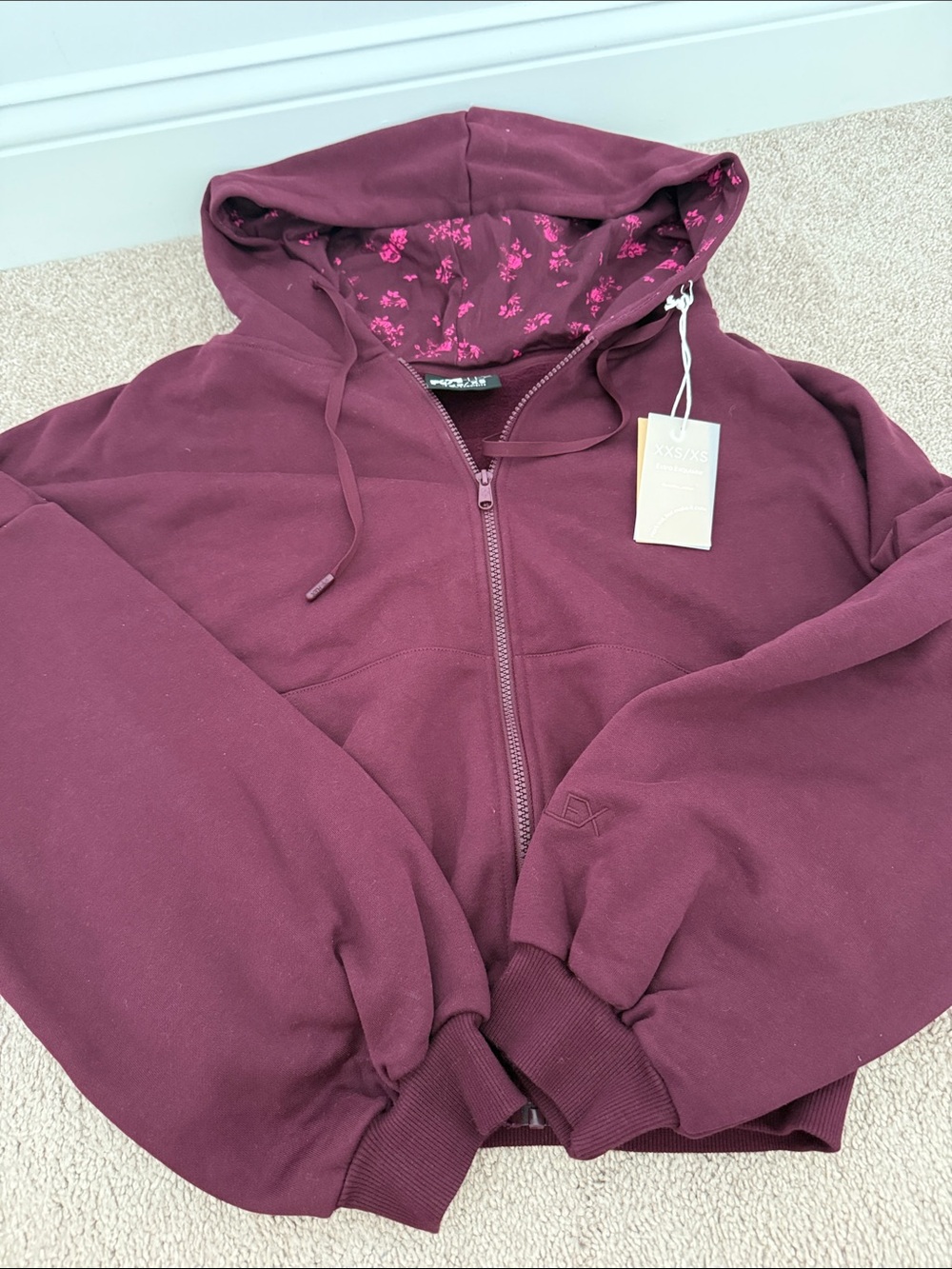 POPFLEX Women's Burgundy Zip-Up Hoodie Jacket